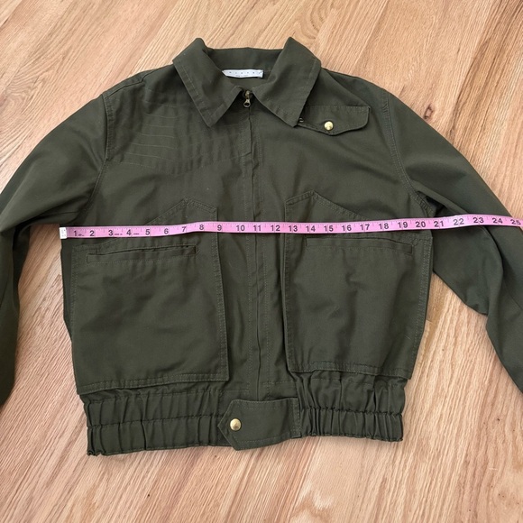 TWINSET 100% Cotton Olive Military Green Zip Jacket Eagle Embroidered Size M - Picture 4 of 12